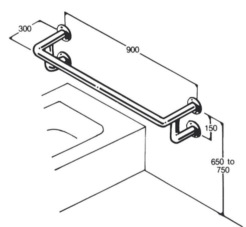 Bath Rail: Type 022: Concealed Flanges