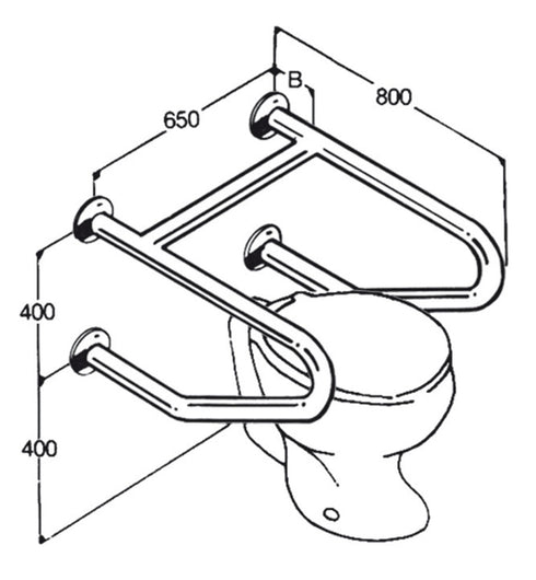 Bath Rail: Type 014: Concealed Flanges