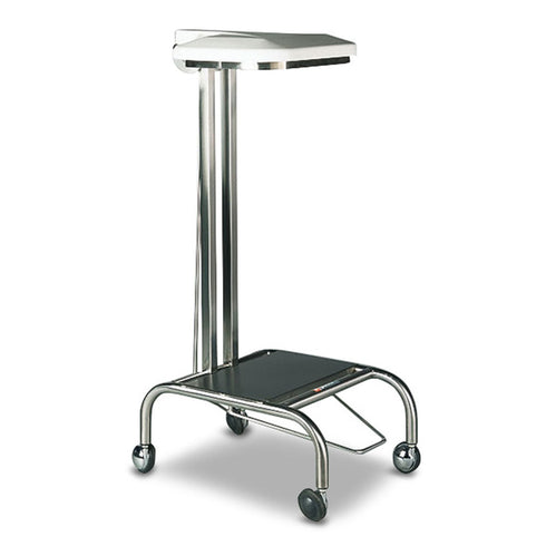 Waste Bag Holder with Powder Coat Pedal Operated Lid - Stainless Steel